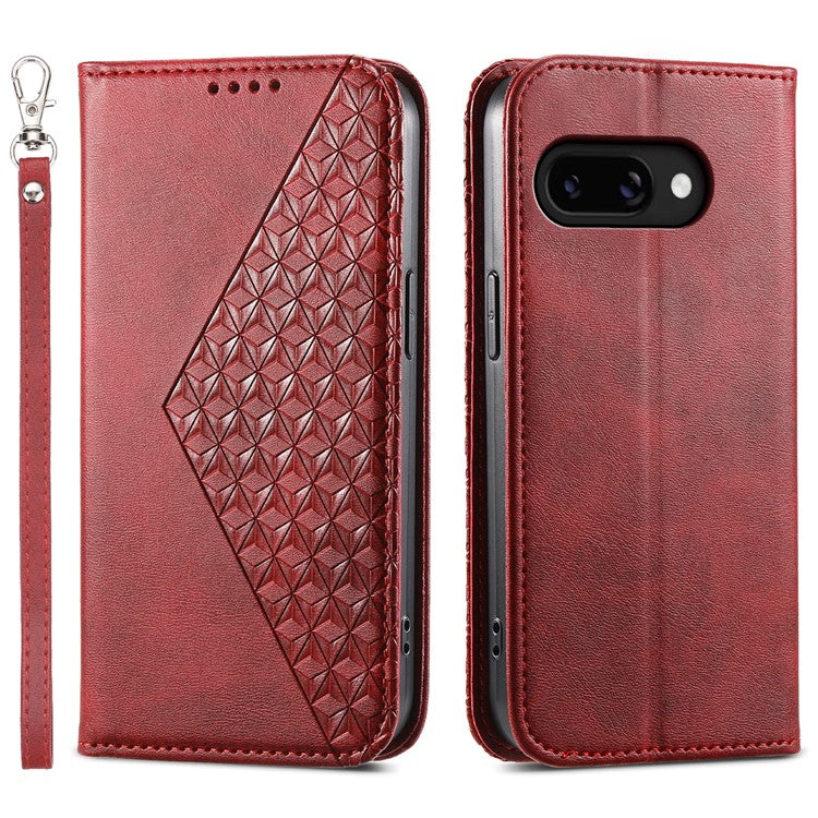 For Google Pixel 9a Case Calf Texture PU Leather Phone Cover with Wallet - Red