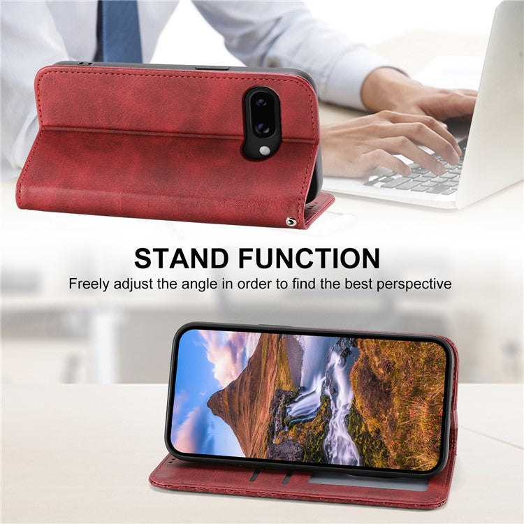 For Google Pixel 9a Case Calf Texture PU Leather Phone Cover with Wallet - Red