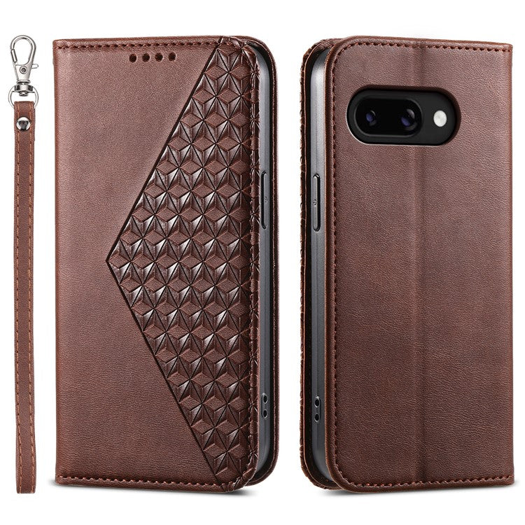 For Google Pixel 9a Case Calf Texture PU Leather Phone Cover with Wallet - Brown