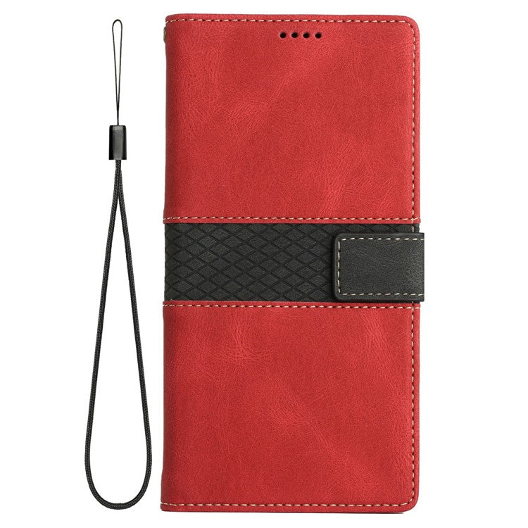 For Google Pixel 9a Leather Case Grid Splicing Stand Wallet Phone Cover - Red