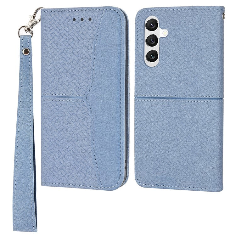 For Samsung Galaxy A26 5G Case Woven Texture PU Leather Wallet Phone Cover - Grey