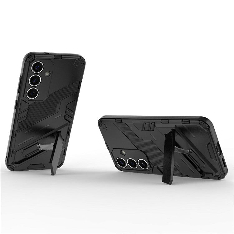 For Samsung Galaxy A36 5G Case PC+TPU Shockproof Phone Cover with Kickstand - Black