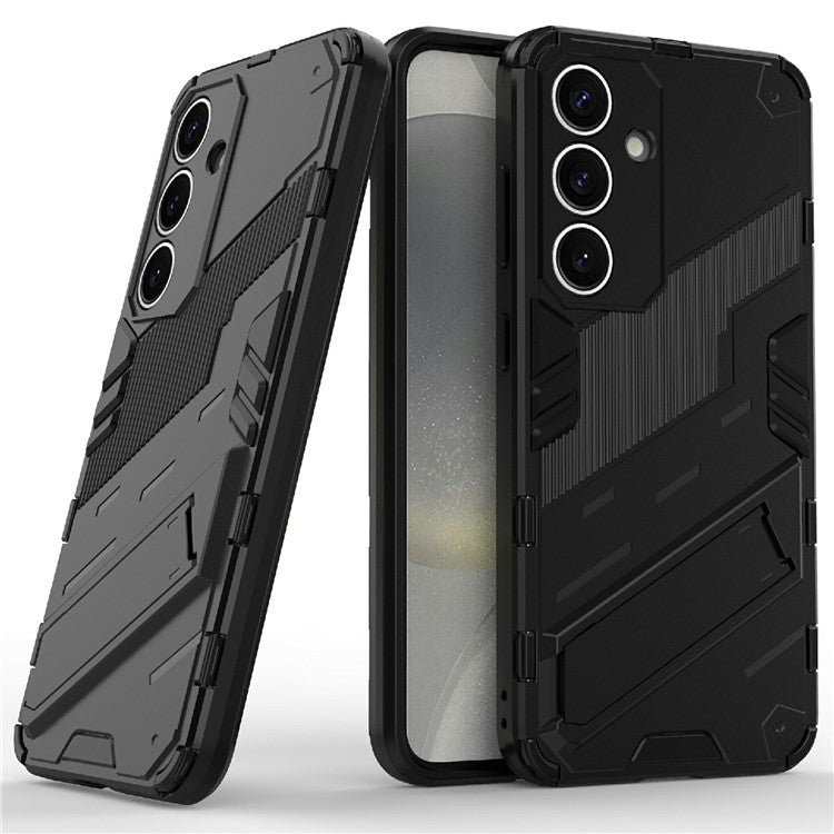 For Samsung Galaxy A36 5G Case PC+TPU Shockproof Phone Cover with Kickstand - Black