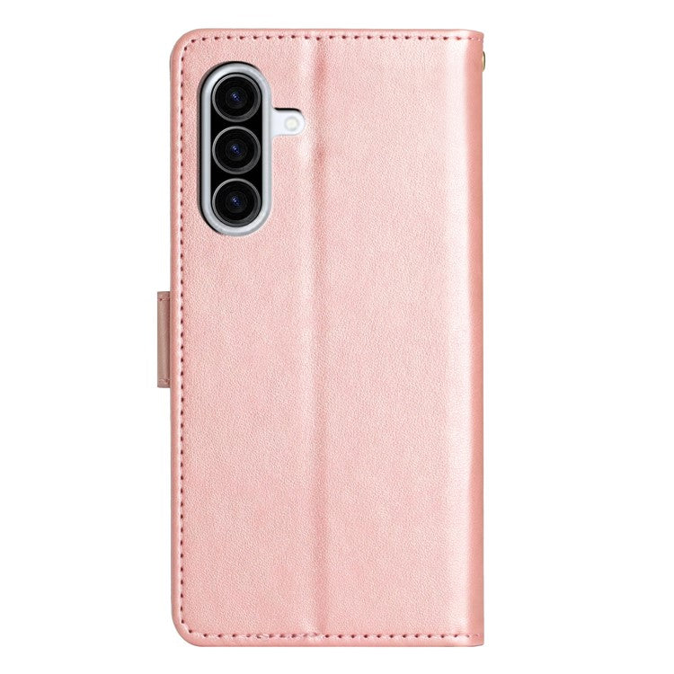 For Samsung Galaxy A26 5G Case PU Leather Phone Wallet Cover with Strap - Rose Gold