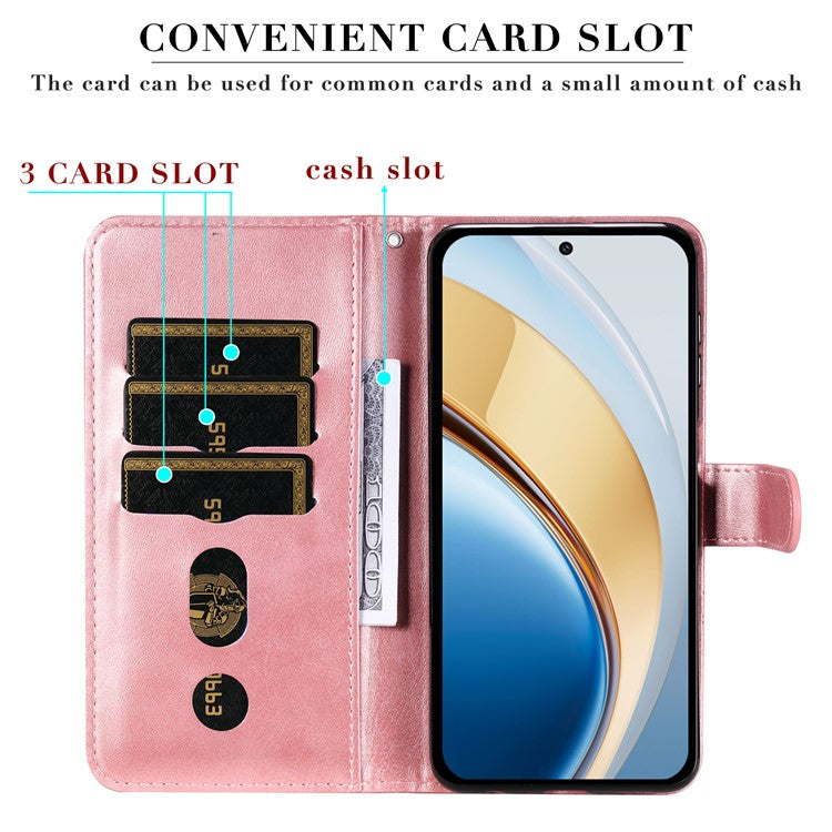 Zipper Wallet Case for vivo Y300 5G / Y200 5G / V40 Lite (Indonesia) 5G / 4G Calf Texture Leather Phone Cover - Pink