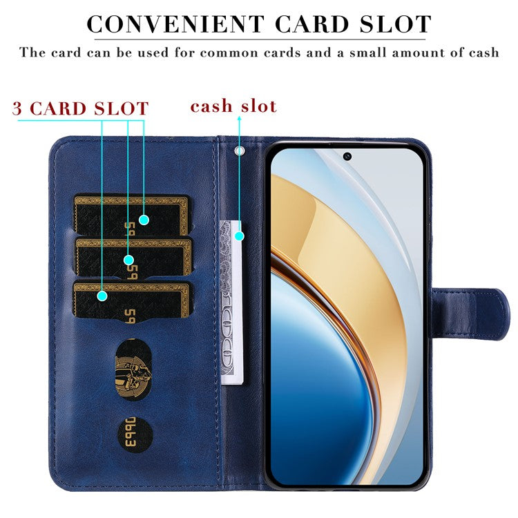 Zipper Wallet Case for vivo Y300 5G / Y200 5G / V40 Lite (Indonesia) 5G / 4G Calf Texture Leather Phone Cover - Blue