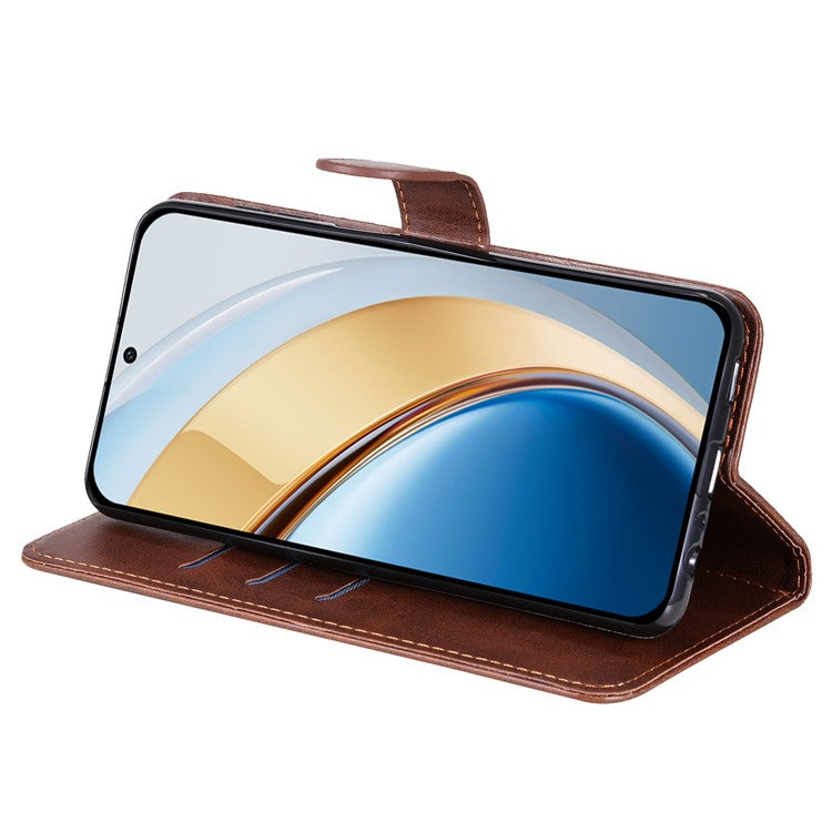 Zipper Wallet Case for vivo Y300 5G / Y200 5G / V40 Lite (Indonesia) 5G / 4G Calf Texture Leather Phone Cover - Brown