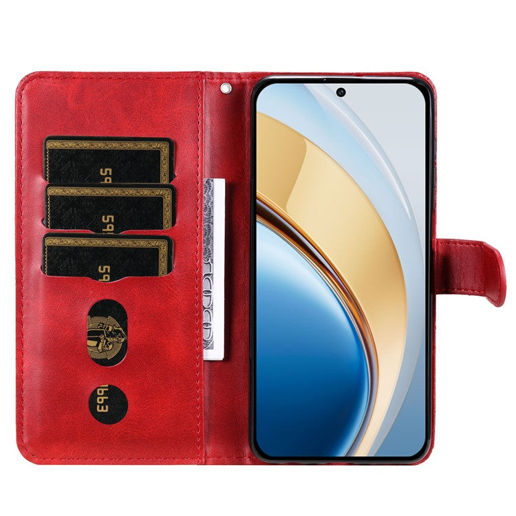 Zipper Wallet Case for vivo Y300 5G / Y200 5G / V40 Lite (Indonesia) 5G / 4G Calf Texture Leather Phone Cover - Red