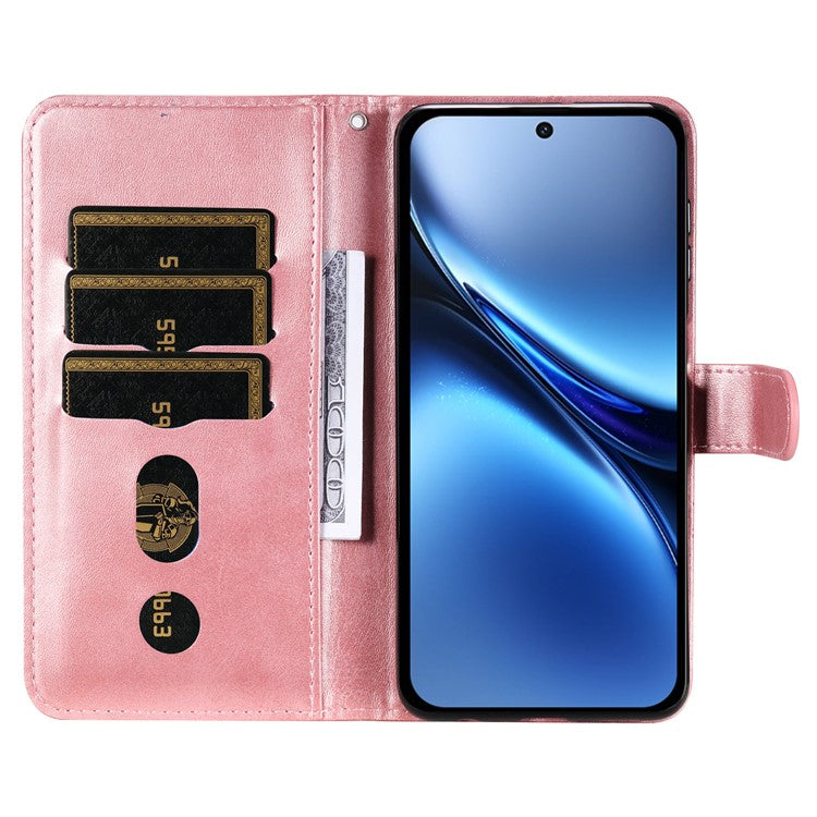 For vivo X200 5G Case Zipper Wallet Calf Texture PU Leather Phone Cover - Pink