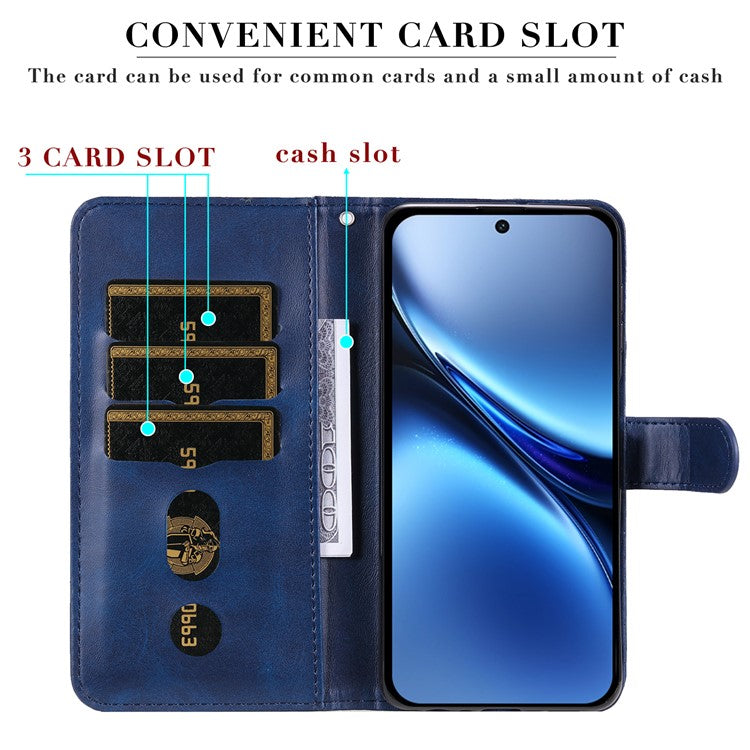 For vivo X200 5G Case Zipper Wallet Calf Texture PU Leather Phone Cover - Blue