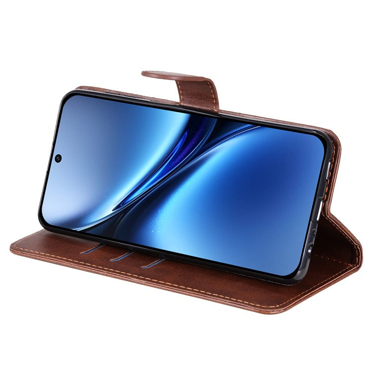 For vivo X200 5G Case Zipper Wallet Calf Texture PU Leather Phone Cover - Brown