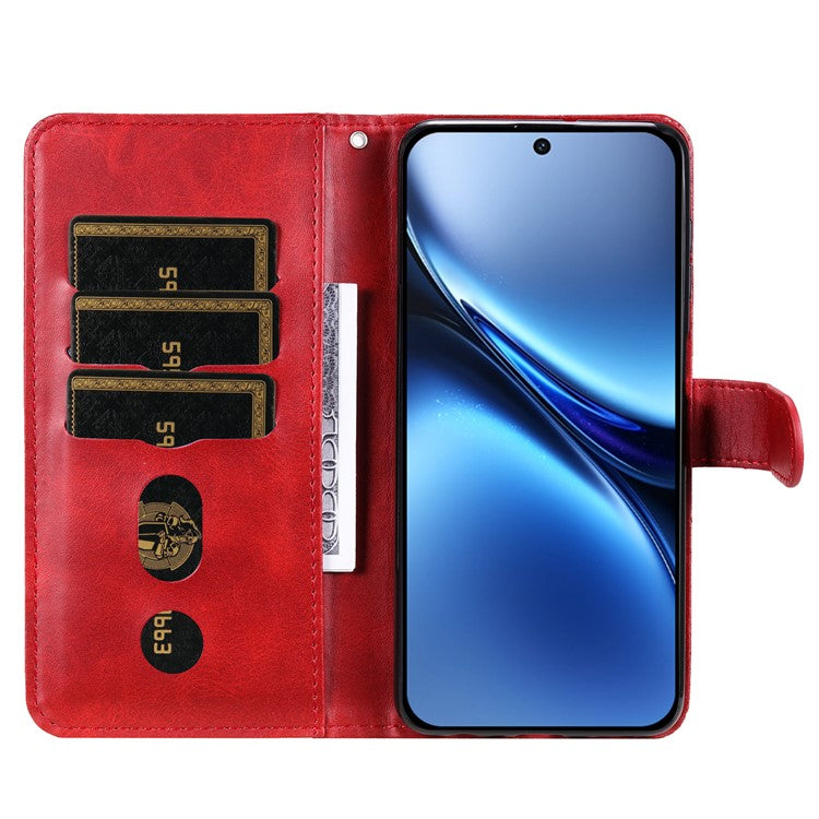 For vivo X200 5G Case Zipper Wallet Calf Texture PU Leather Phone Cover - Red