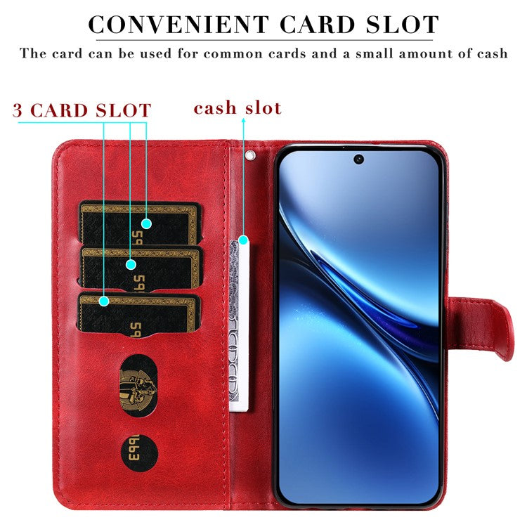 For vivo X200 5G Case Zipper Wallet Calf Texture PU Leather Phone Cover - Red