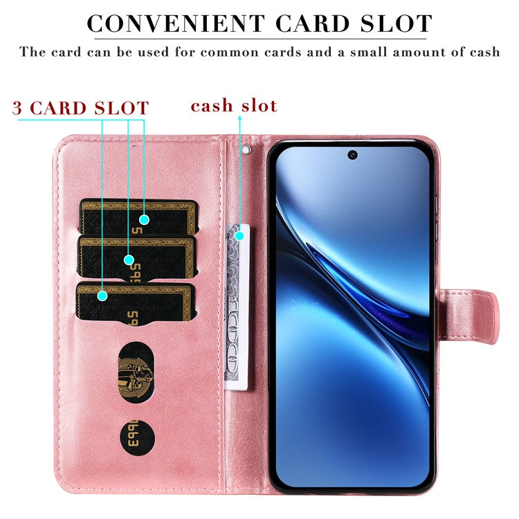 For vivo X200 Pro 5G Case Zipper Wallet Calf Texture PU Leather Phone Cover - Pink