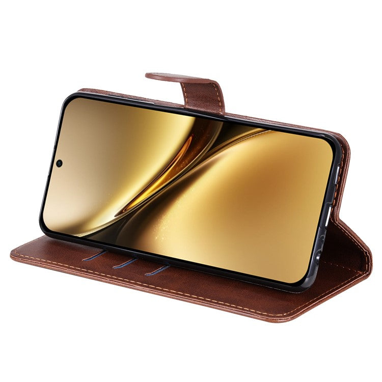 For vivo X200 Pro 5G Case Zipper Wallet Calf Texture PU Leather Phone Cover - Brown