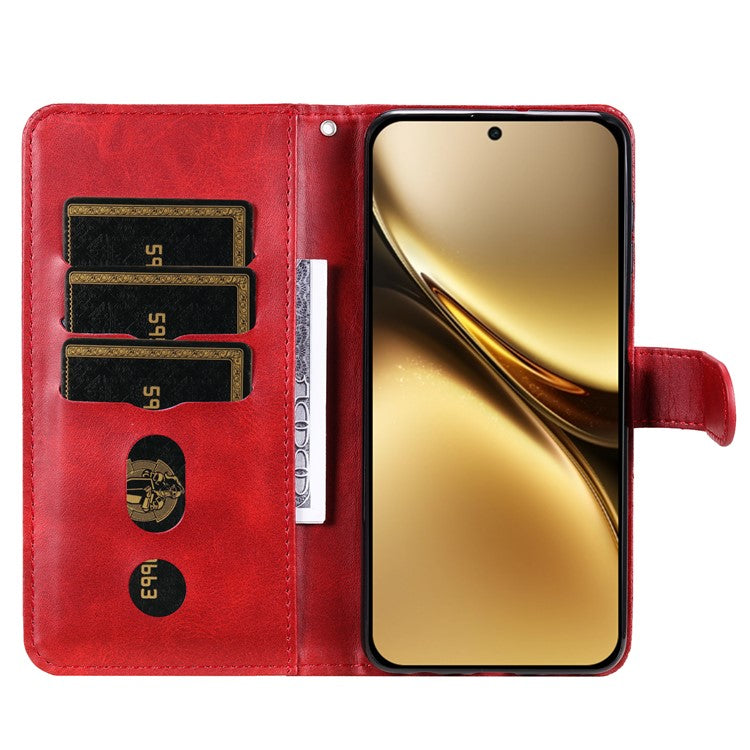 For vivo X200 Pro 5G Case Zipper Wallet Calf Texture PU Leather Phone Cover - Red