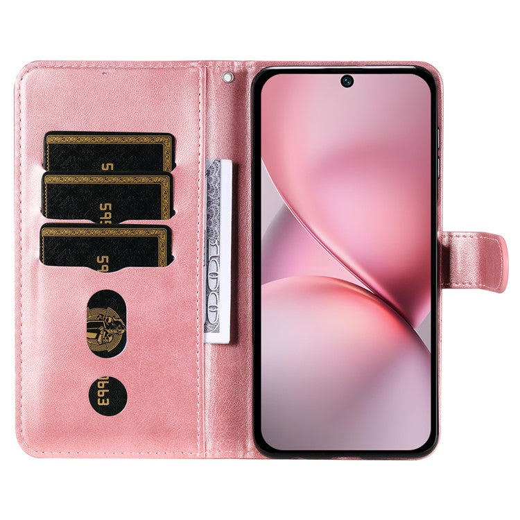 For vivo X200 Pro mini 5G Case Zipper Wallet Calf Texture PU Leather Phone Cover - Pink