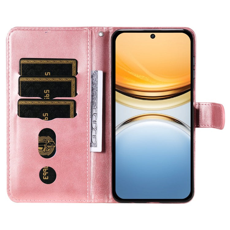 For vivo Y300 Pro 5G Case Zipper Wallet Calf Texture PU Leather Phone Cover - Pink