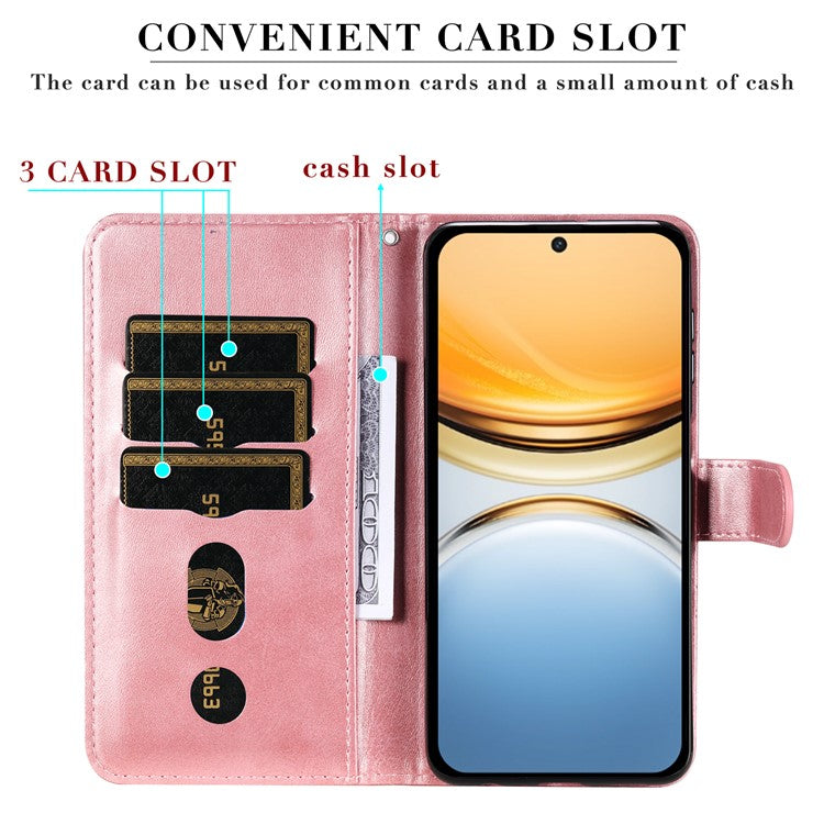 For vivo Y300 Pro 5G Case Zipper Wallet Calf Texture PU Leather Phone Cover - Pink