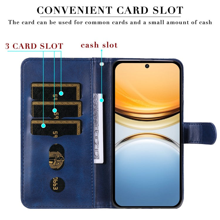 For vivo Y300 Pro 5G Case Zipper Wallet Calf Texture PU Leather Phone Cover - Blue