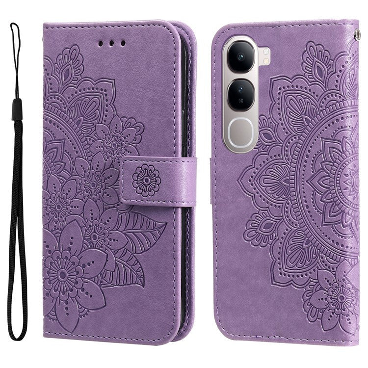 Leather Case for vivo Y300 5G / Y200 5G / V40 Lite (Indonesia) 5G / 4G Flower Phone Cover - Purple