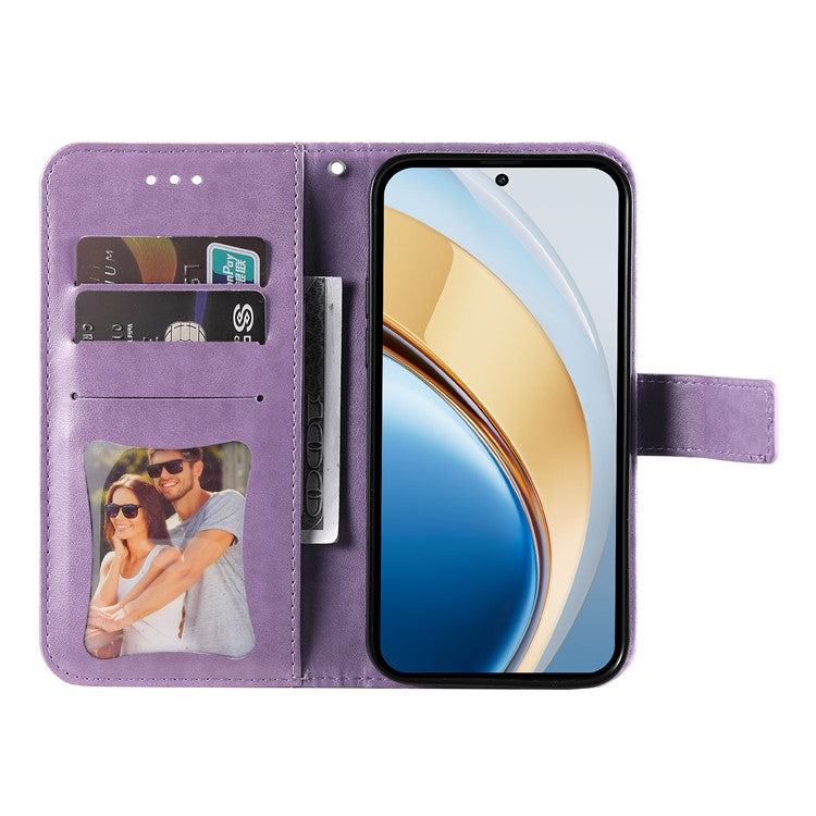 Leather Case for vivo Y300 5G / Y200 5G / V40 Lite (Indonesia) 5G / 4G Flower Phone Cover - Purple