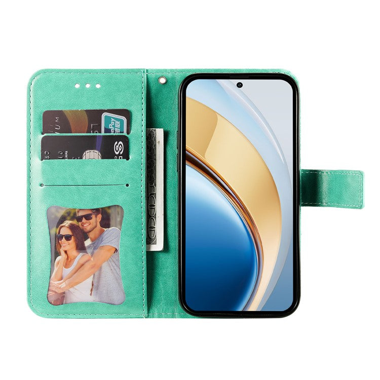 Leather Case for vivo Y300 5G / Y200 5G / V40 Lite (Indonesia) 5G / 4G Flower Phone Cover - Green