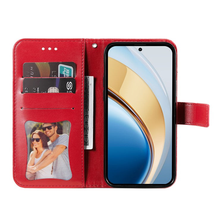 Leather Case for vivo Y300 5G / Y200 5G / V40 Lite (Indonesia) 5G / 4G Flower Phone Cover - Red