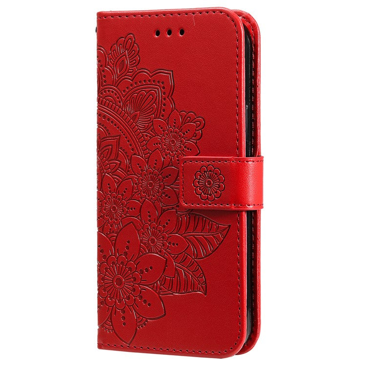 Leather Case for vivo Y300 5G / Y200 5G / V40 Lite (Indonesia) 5G / 4G Flower Phone Cover - Red