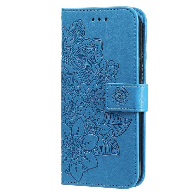 For vivo Y19s 4G Case PU Leather Wallet Floral Phone Cover Stand View - Blue