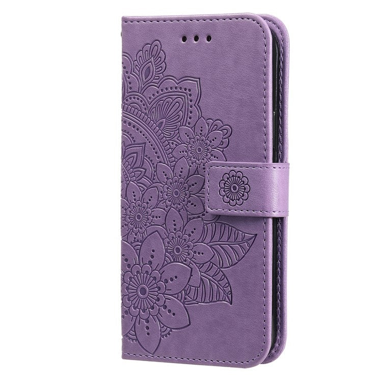 For vivo Y19s 4G Case PU Leather Wallet Floral Phone Cover Stand View - Purple