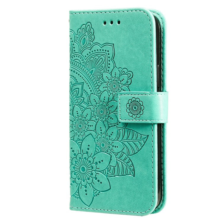 For vivo Y19s 4G Case PU Leather Wallet Floral Phone Cover Stand View - Green