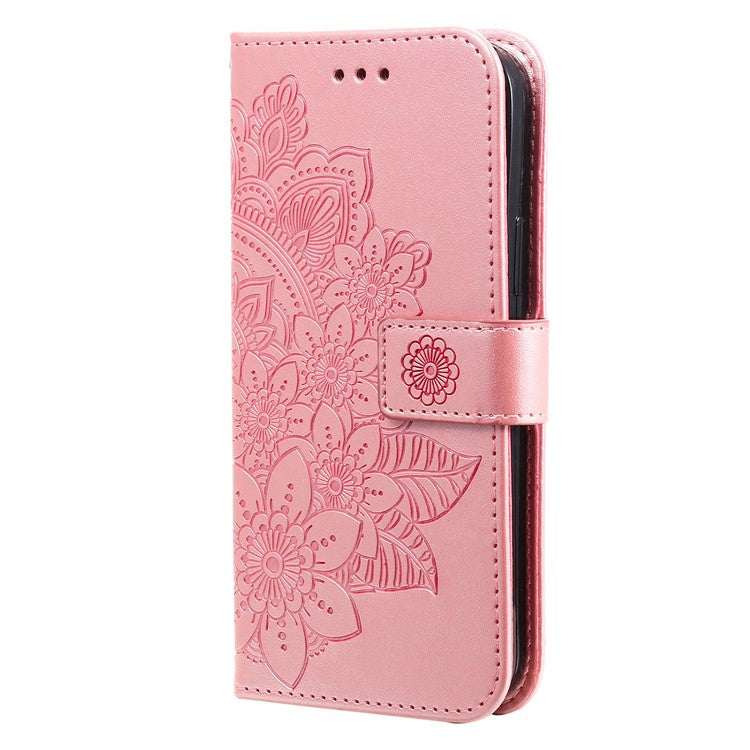 For vivo Y19s 4G Case PU Leather Wallet Floral Phone Cover Stand View - Pink