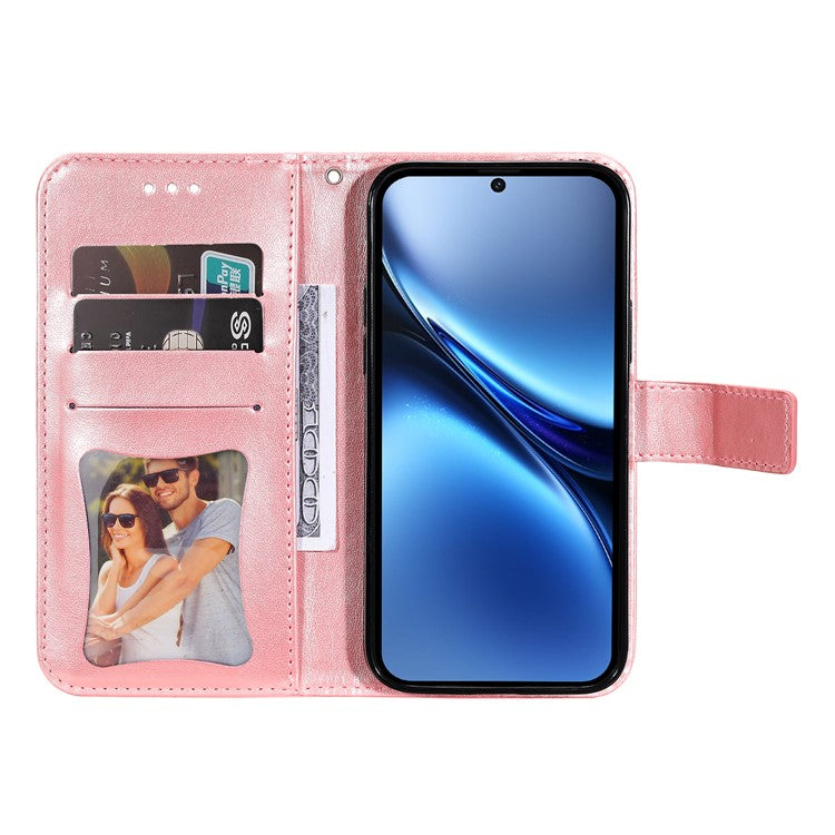 For vivo X200 5G Case PU Leather Wallet Floral Phone Cover Stand View - Pink