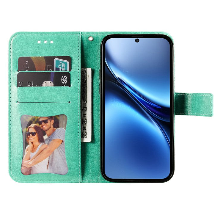 For vivo X200 5G Case PU Leather Wallet Floral Phone Cover Stand View - Green