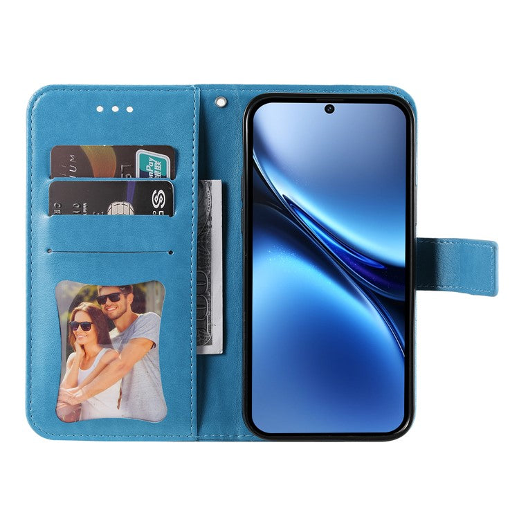 For vivo X200 5G Case PU Leather Wallet Floral Phone Cover Stand View - Blue