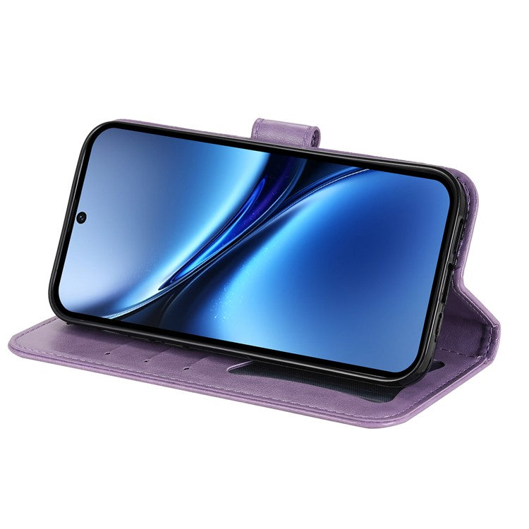 For vivo X200 5G Case PU Leather Wallet Floral Phone Cover Stand View - Purple