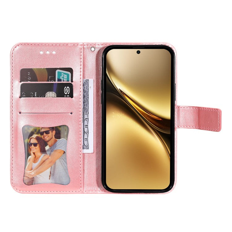 For vivo X200 Pro 5G Case PU Leather Wallet Floral Phone Cover Stand View - Pink