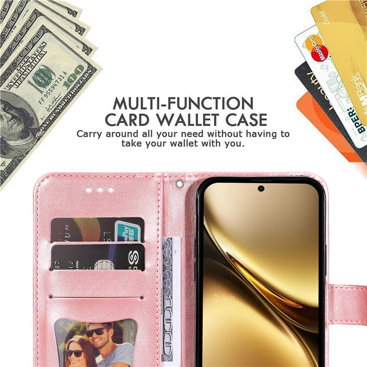 For vivo X200 Pro 5G Case PU Leather Wallet Floral Phone Cover Stand View - Pink