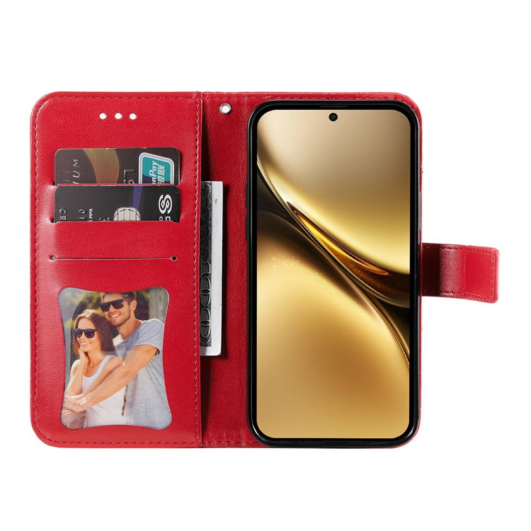 For vivo X200 Pro 5G Case PU Leather Wallet Floral Phone Cover Stand View - Red