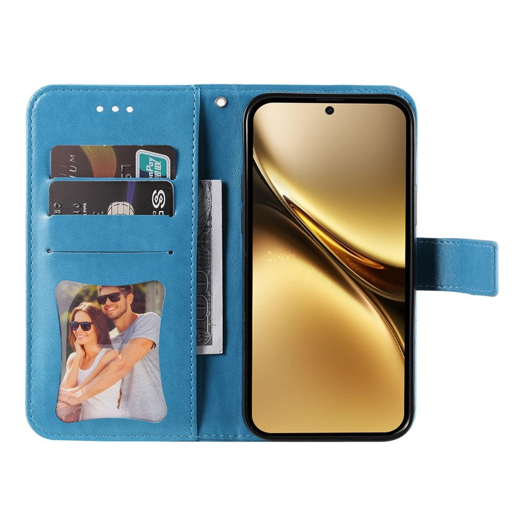 For vivo X200 Pro 5G Case PU Leather Wallet Floral Phone Cover Stand View - Blue