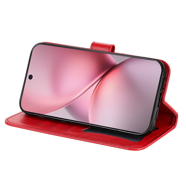 For vivo X200 Pro mini 5G Case PU Leather Wallet Floral Phone Cover Stand View - Red