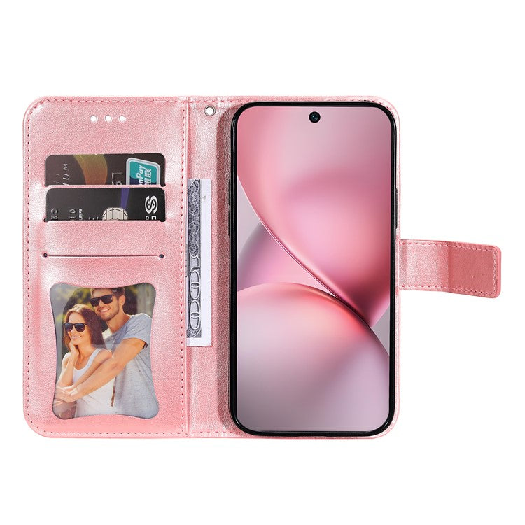 For vivo X200 Pro mini 5G Case PU Leather Wallet Floral Phone Cover Stand View - Pink