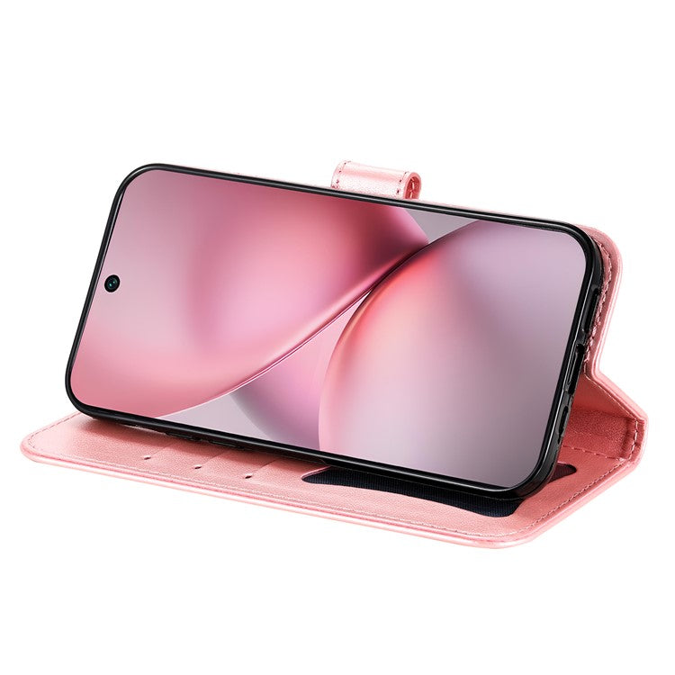 For vivo X200 Pro mini 5G Case PU Leather Wallet Floral Phone Cover Stand View - Pink