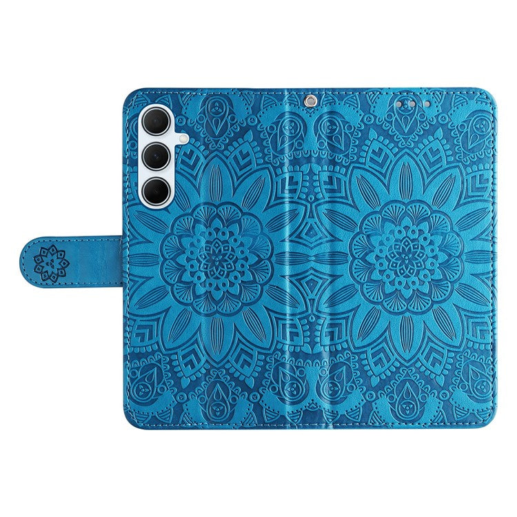 For Samsung Galaxy A56 5G / A36 5G Case Sunflower Imprint Leather Wallet Phone Cover - Blue