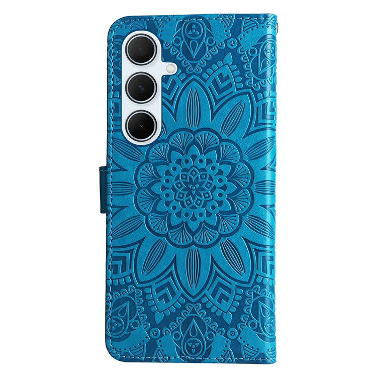 For Samsung Galaxy A56 5G / A36 5G Case Sunflower Imprint Leather Wallet Phone Cover - Blue