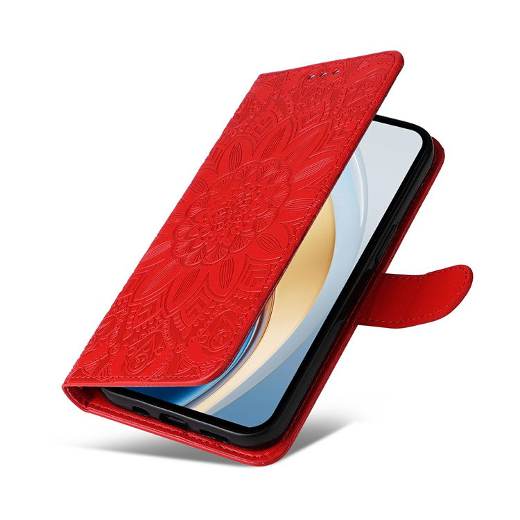 Leather Case for vivo Y300 5G / Y200 5G / V40 Lite (Indonesia) 5G / 4G Sunflower Wallet Cover - Red