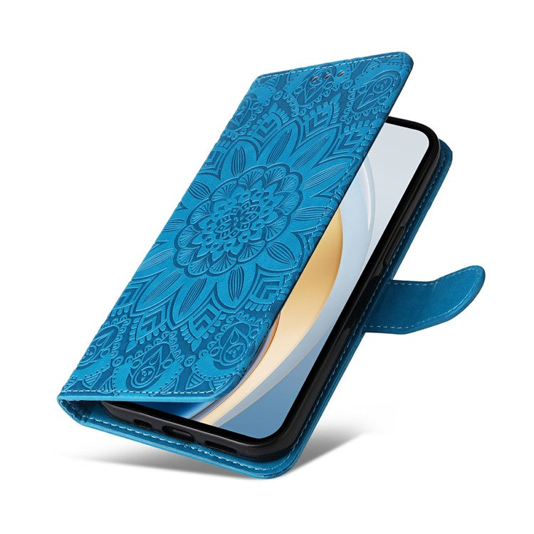 Leather Case for vivo Y300 5G / Y200 5G / V40 Lite (Indonesia) 5G / 4G Sunflower Wallet Cover - Blue