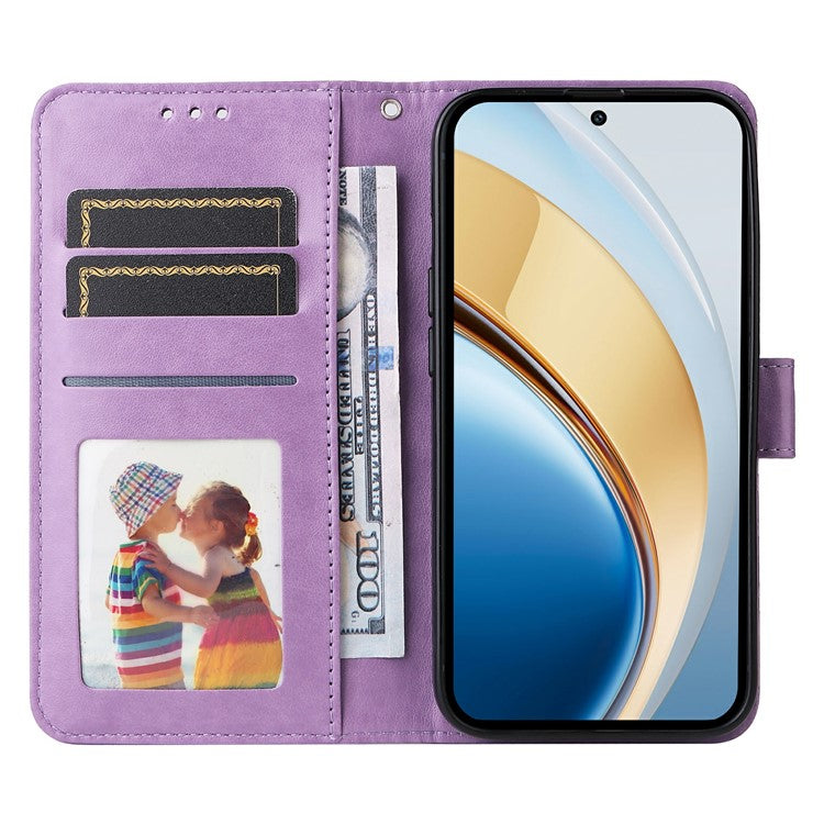 Leather Case for vivo Y300 5G / Y200 5G / V40 Lite (Indonesia) 5G / 4G Sunflower Wallet Cover - Purple