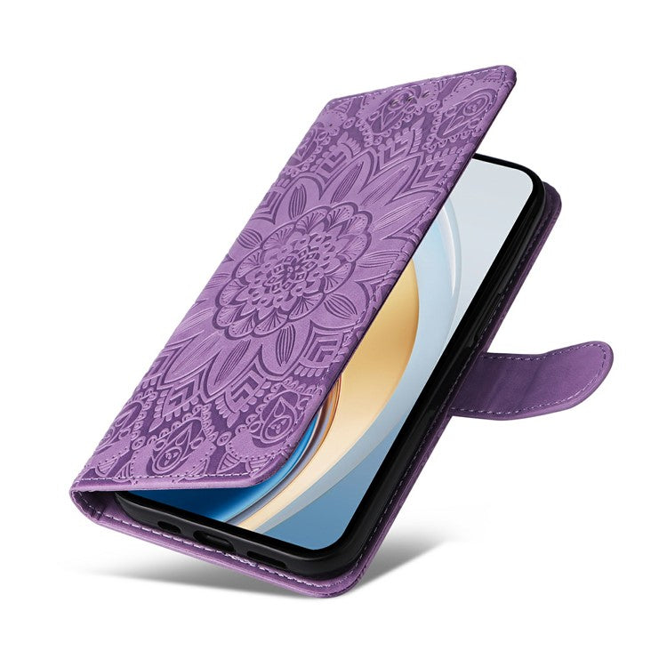 Leather Case for vivo Y300 5G / Y200 5G / V40 Lite (Indonesia) 5G / 4G Sunflower Wallet Cover - Purple